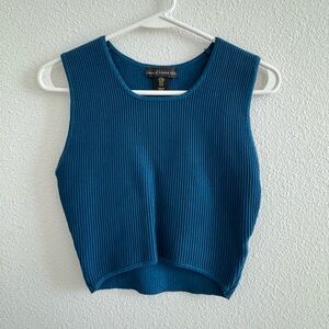 House of Harlow Blue Ribbed Tank Top